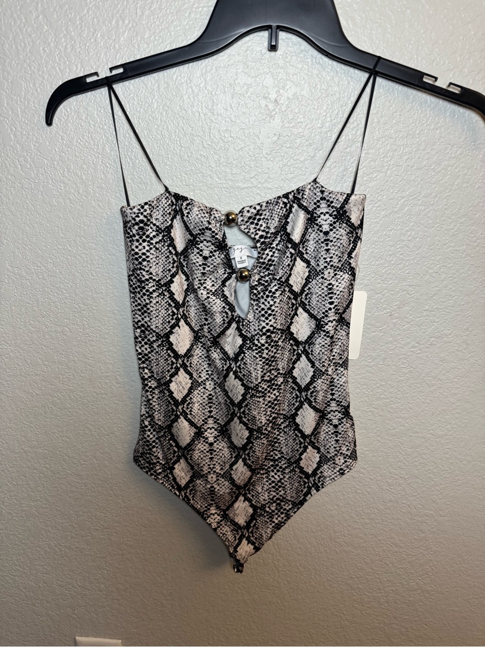 Gaze Snakeskin Print Bodysuit with Hardware Detail - Size S